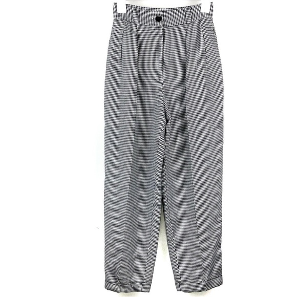 The Limited Pants - The Limited Cuffed High-Waisted Houndstooth Print Trousers | Size 4
